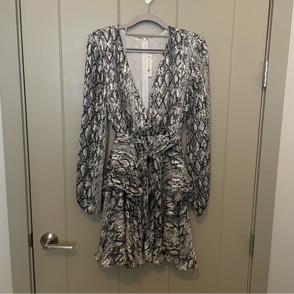 The Impeccable Pig Snake-print Ruffle Dress